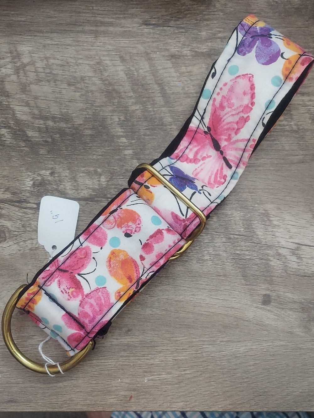 Custom Martingale Dog Collar Watercolor Butterfly Pink Orange Sighthound 2" Wide